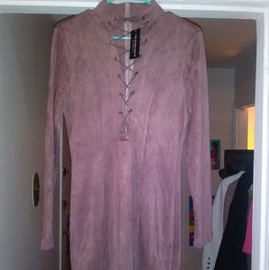 Faux suede mini dress